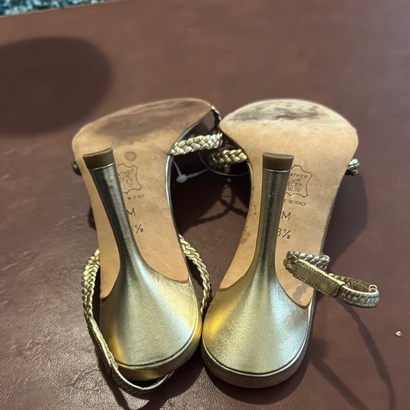 Michael Kors Leather Gold Heel Sandals - Picture 8 of 11